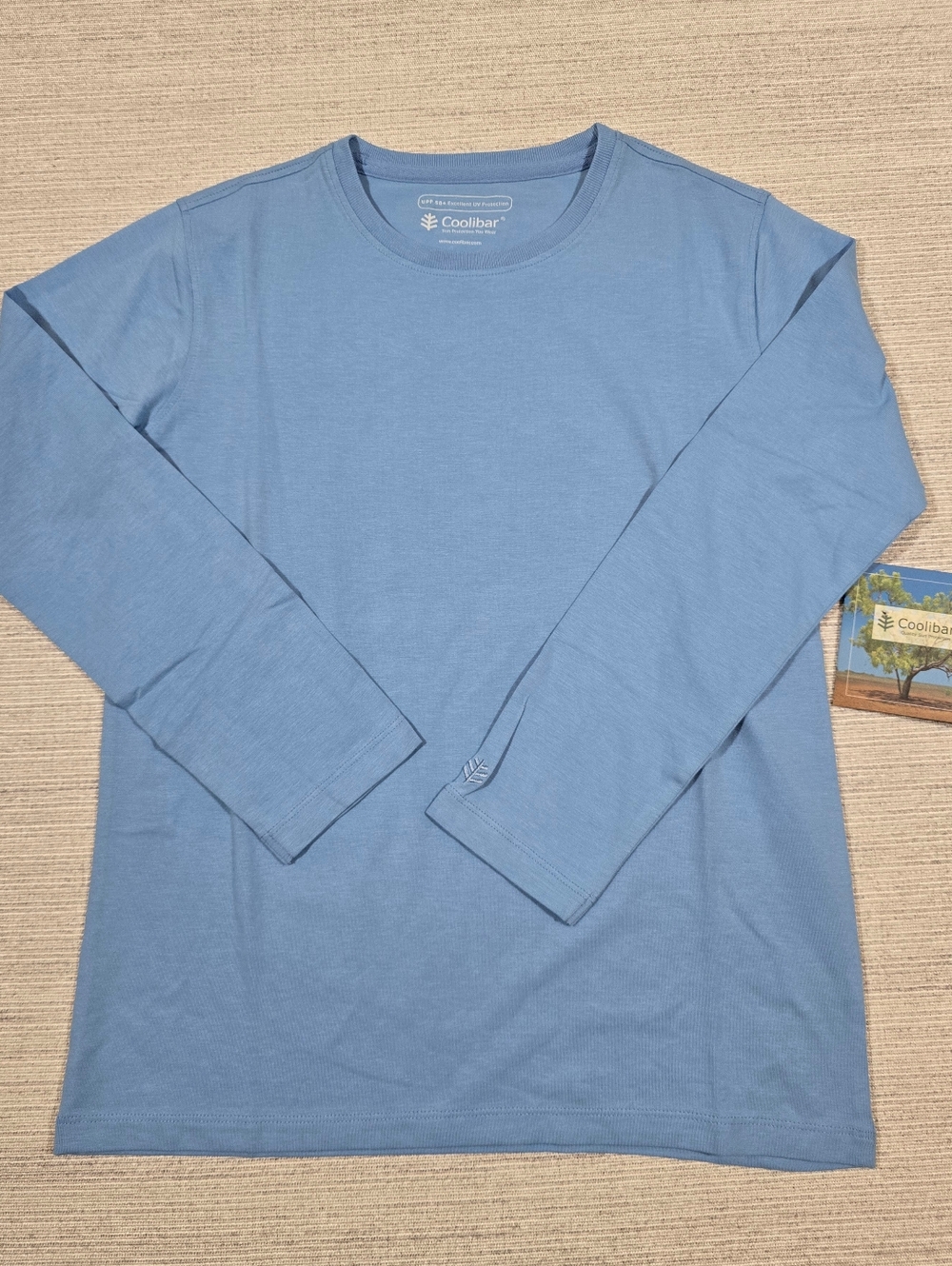 Coolibar Coco Plum Everyday Long Sleeve T-Shirt Kids Sz M (8) Blue UPF 50+
